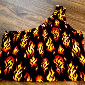 Flame fire print crop top